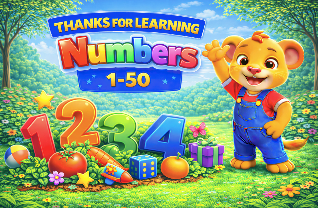 Numbers Pack (1–50) - 52 Digital Printable Cards