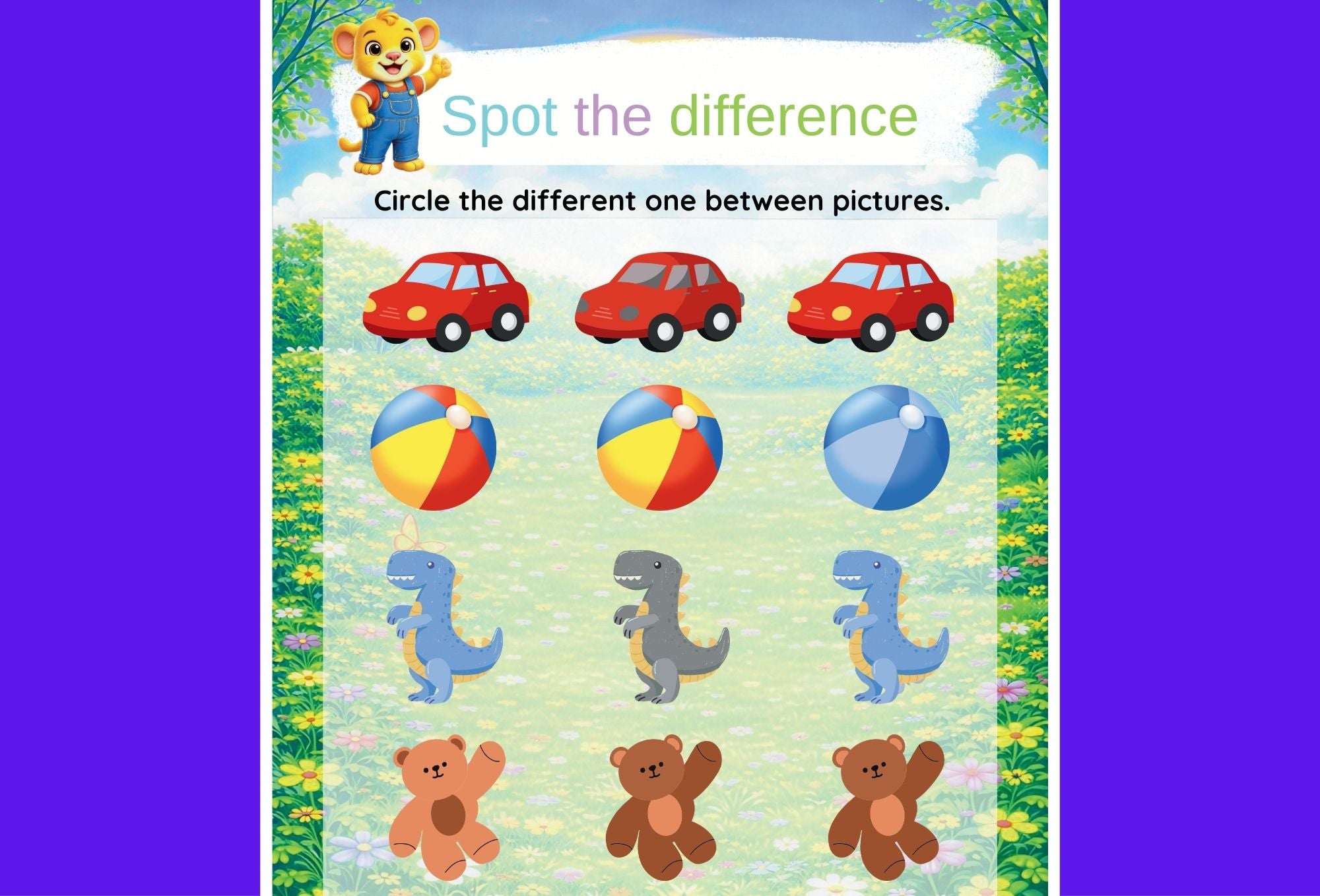 Spot The Difference – Printable Activity Pack for Toddlers | Ages 2–5